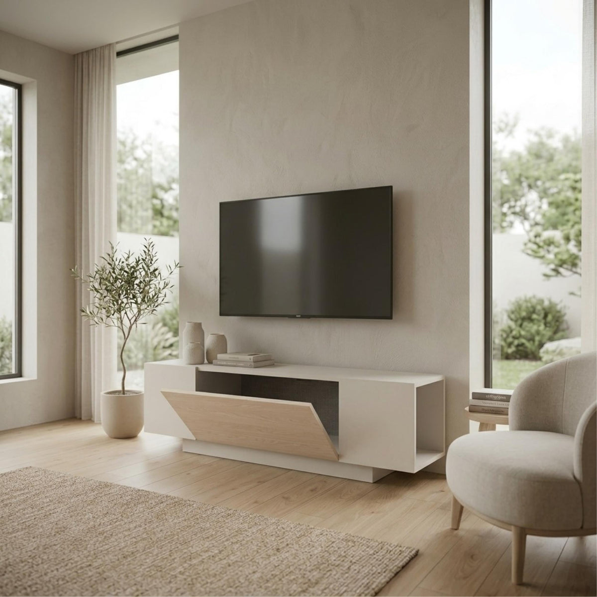 Meuble TV Victor Grès-Chêne Sonoma-Blanc 150 x 37 x 45,5 cm