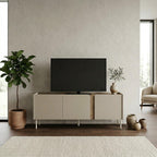 Meuble TV Norm 3 portes Chêne naturel-Grès 140 cm