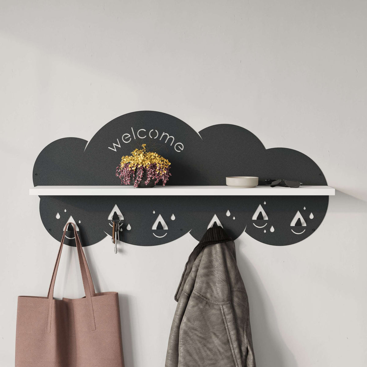 Étagère murale moderne Cloudy avec patère