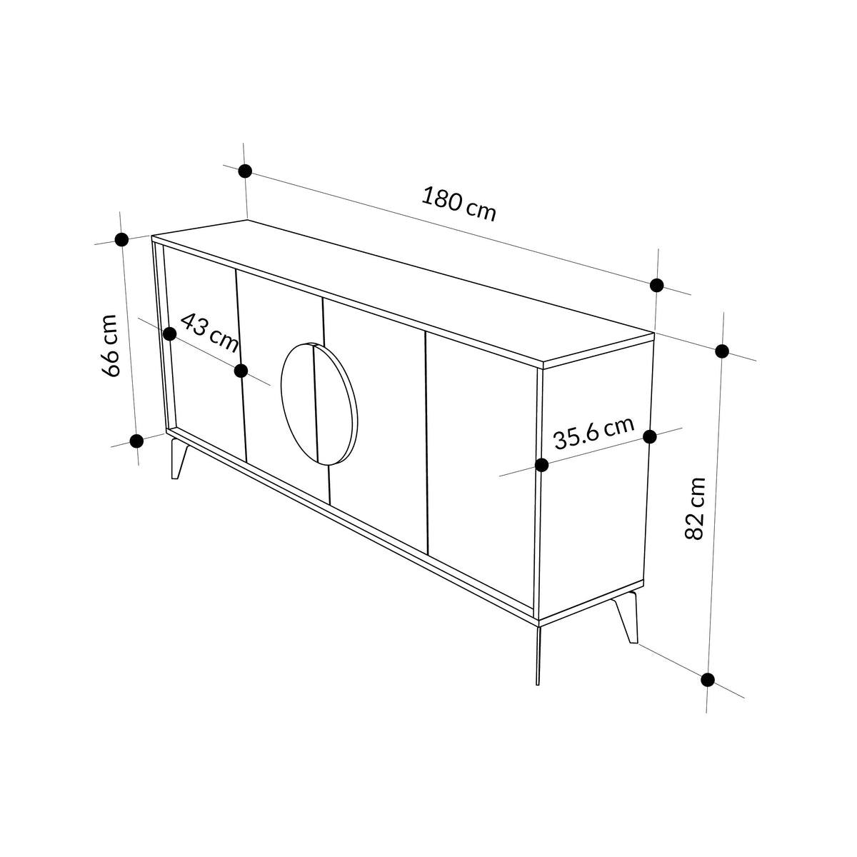 Meuble de Rangement/Console/Buffet Gora 180cm
