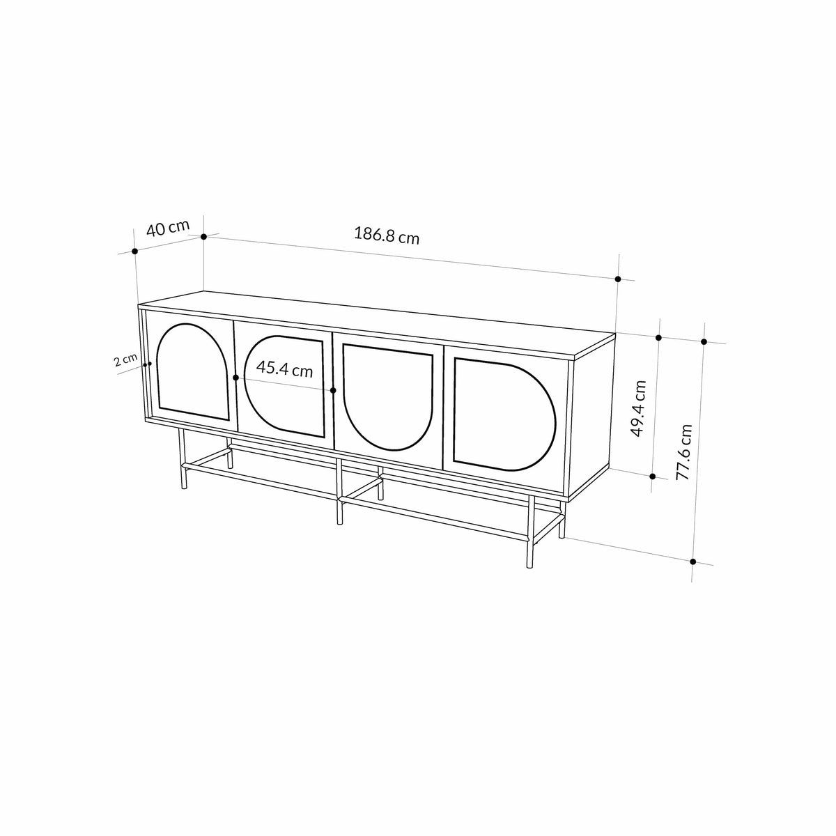 Console enfilade moderne Joji - Noir soyeux et chêne