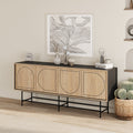Console enfilade moderne Joji - Noir soyeux et chêne