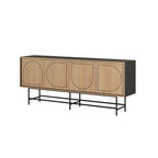 Console enfilade moderne Joji - Noir soyeux et chêne