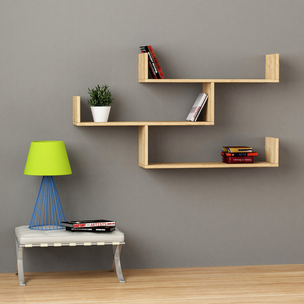 Étagère murale Tibet – Bibliothèque flottante moderne 119 cm