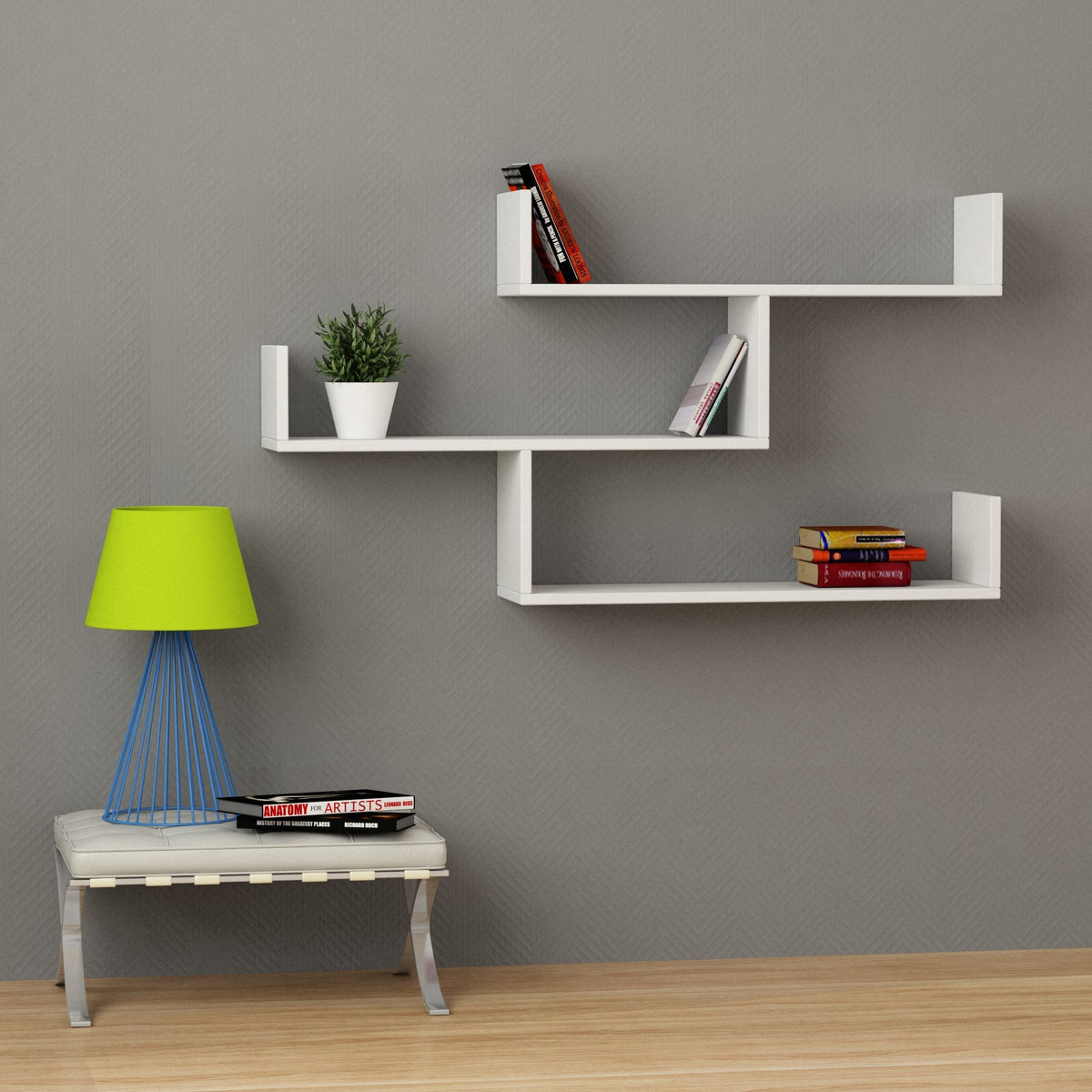 Étagère murale Tibet – Bibliothèque flottante moderne 119 cm