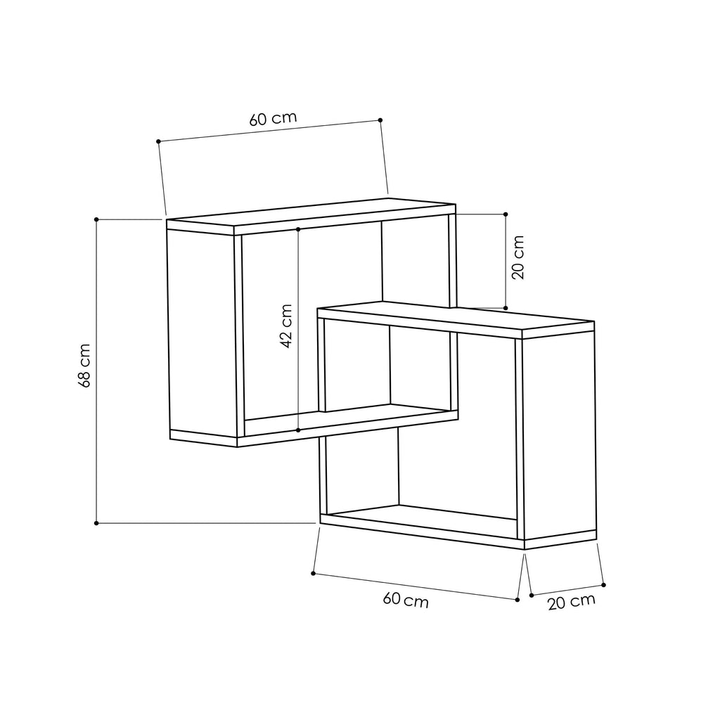 Étagère murale d'angle moderne Ring de 60 cm de large