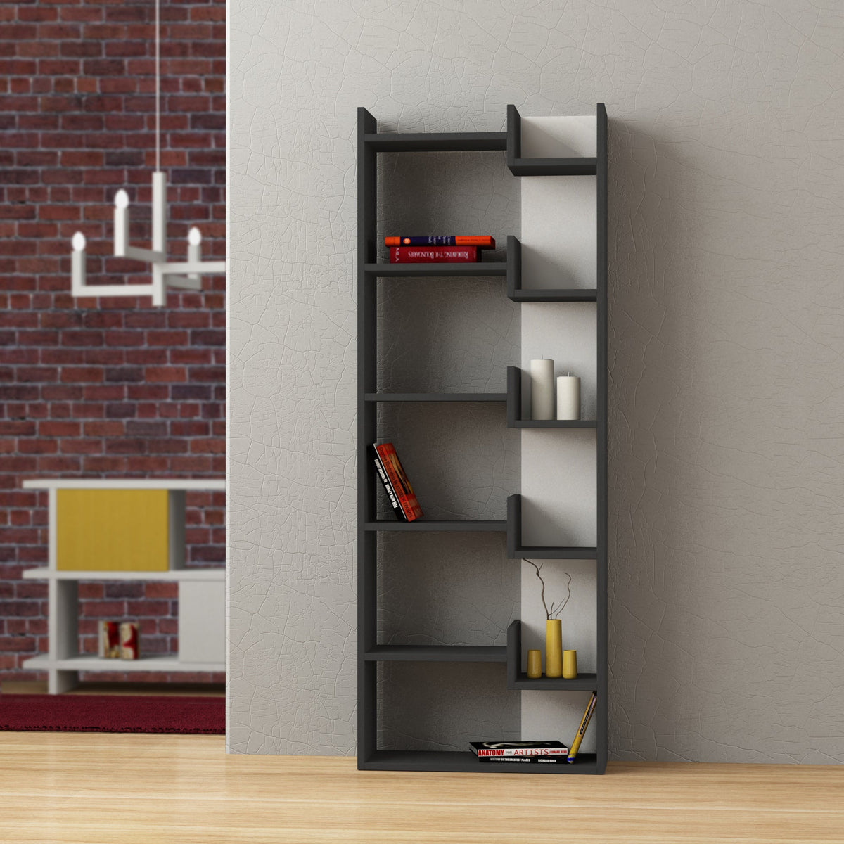 Oppa Bibliothèque moderne avec étagères de présentation, Grande 162,4 cm