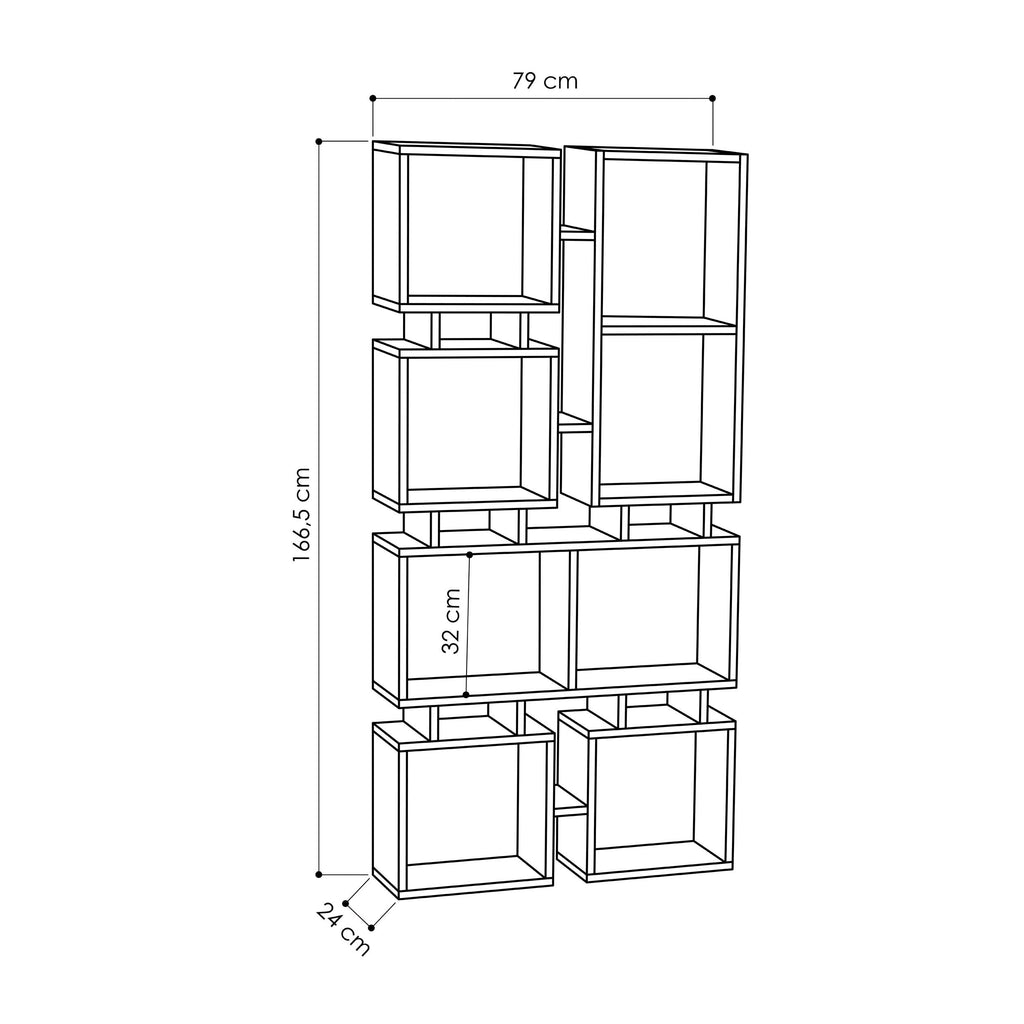 Bibliothèque Rail Moderne, Meuble de Rangement N°1, Haute 166,5cm