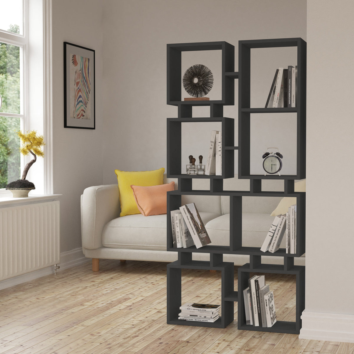 Bibliothèque Rail Moderne, Meuble de Rangement N°1, Haute 166,5cm