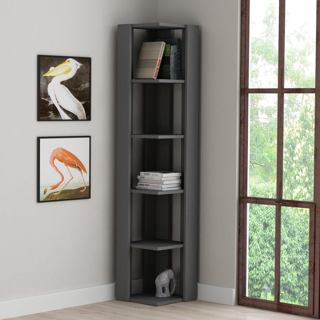 Nati Bibliothèque d'Angle Moderne Étagère de Présentation Haute 161cm