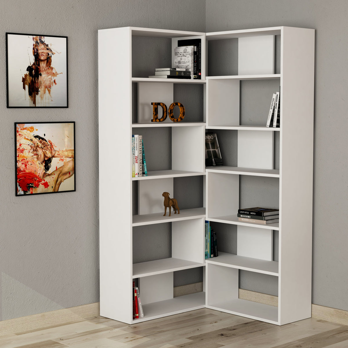 Étagère d'angle multifonctionnelle Molly Modern n°4, haute, 179 cm