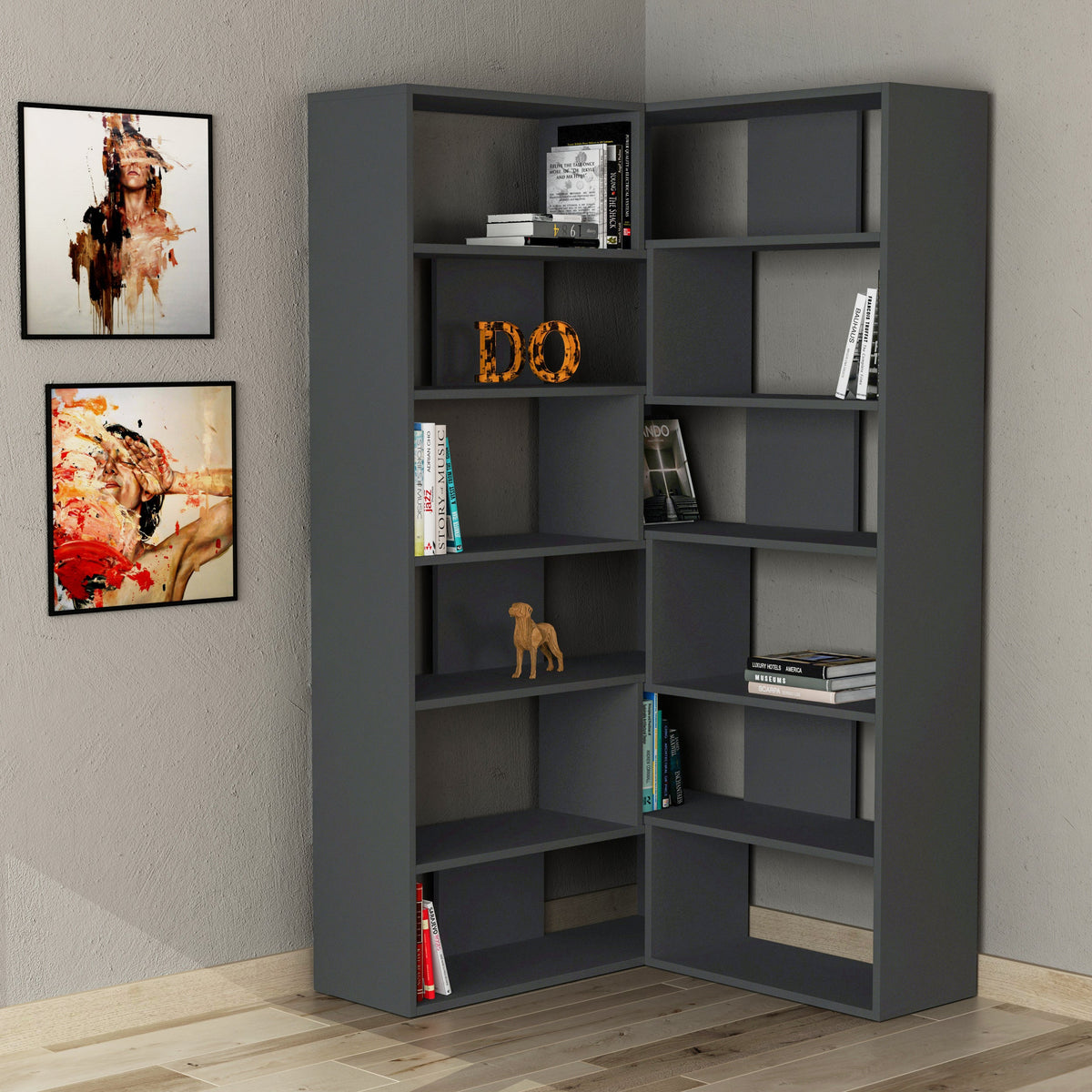 Étagère d'angle multifonctionnelle Molly Modern n°4, haute, 179 cm