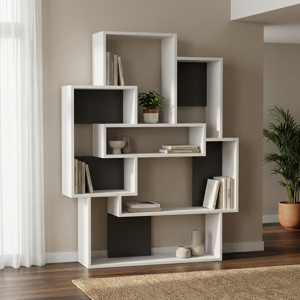 Bibliothèque-vitrine moderne Barce H 132cm