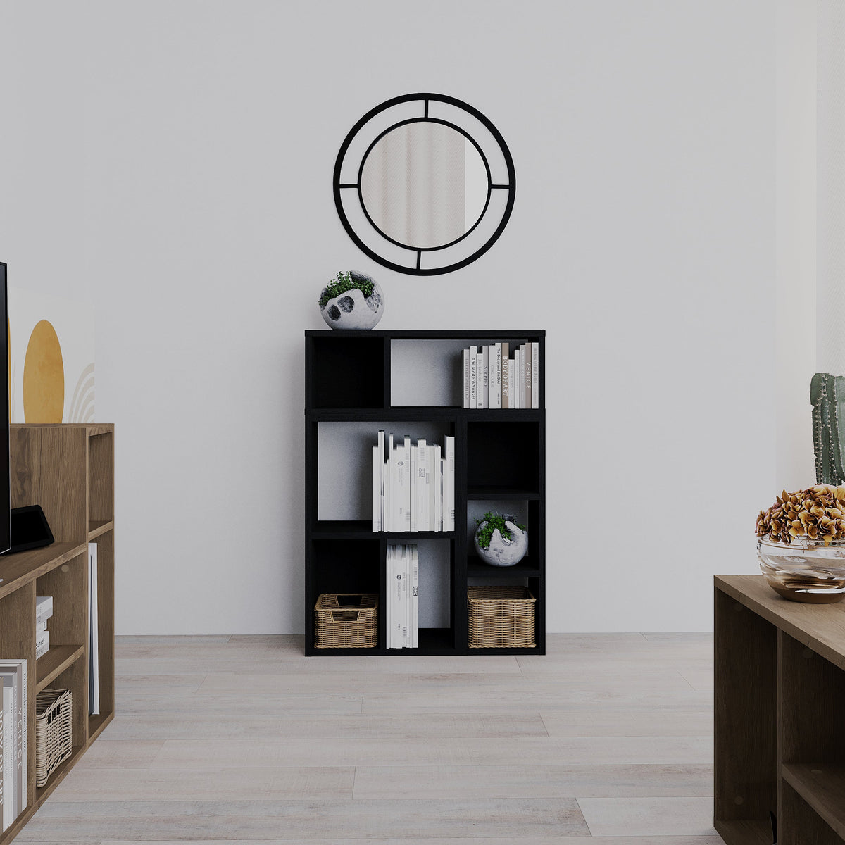Petite bibliothèque basse Combayn – Meuble de rangement modulaire