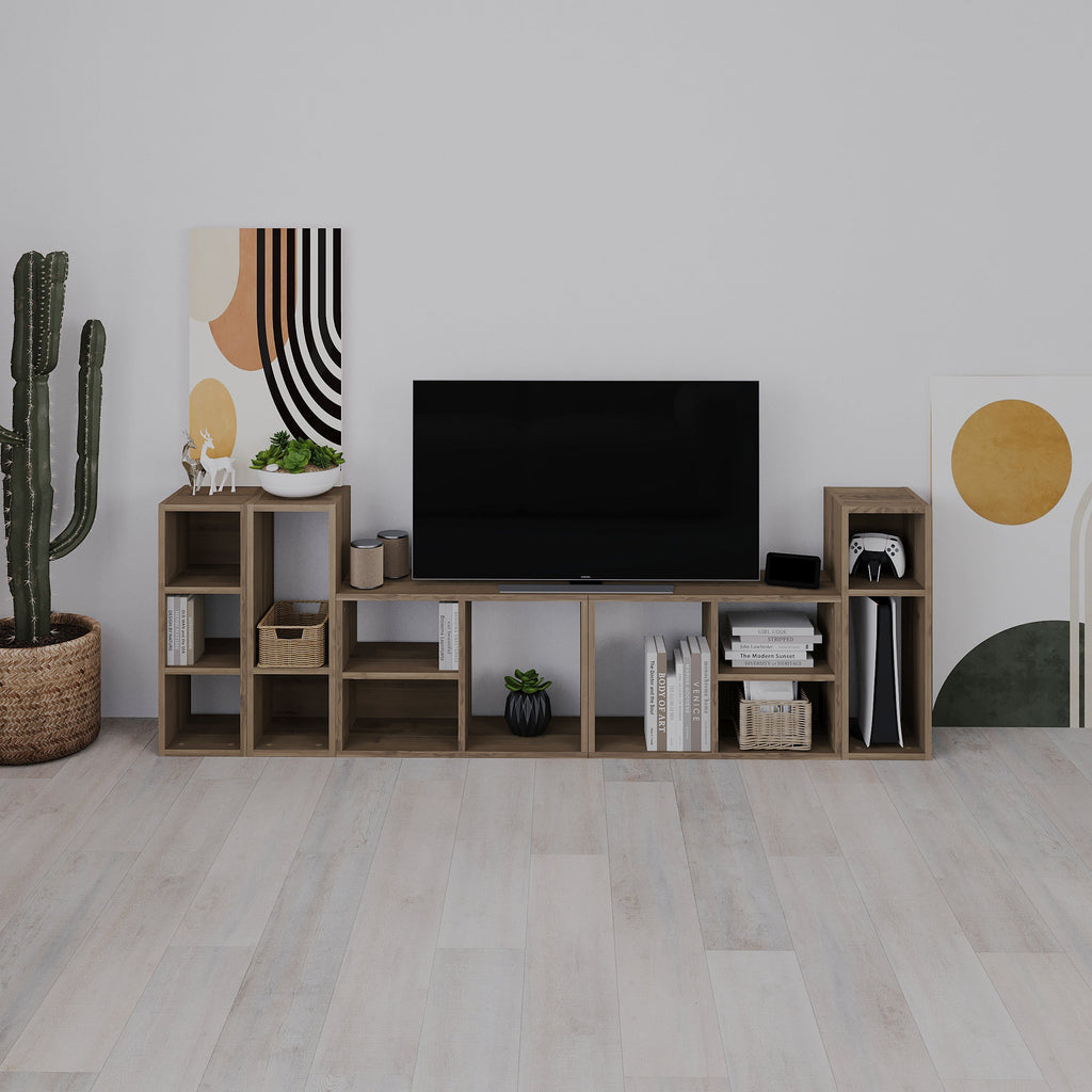 Petite bibliothèque basse Combayn – Meuble de rangement modulaire