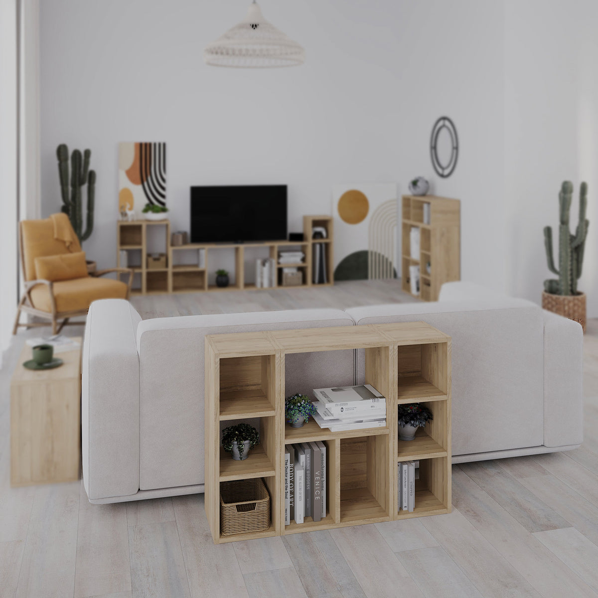 Bibliothèque basse Combayn – Meuble de rangement modulaire