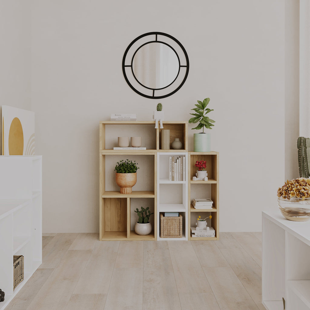 Bibliothèque basse Combayn – Meuble de rangement modulaire