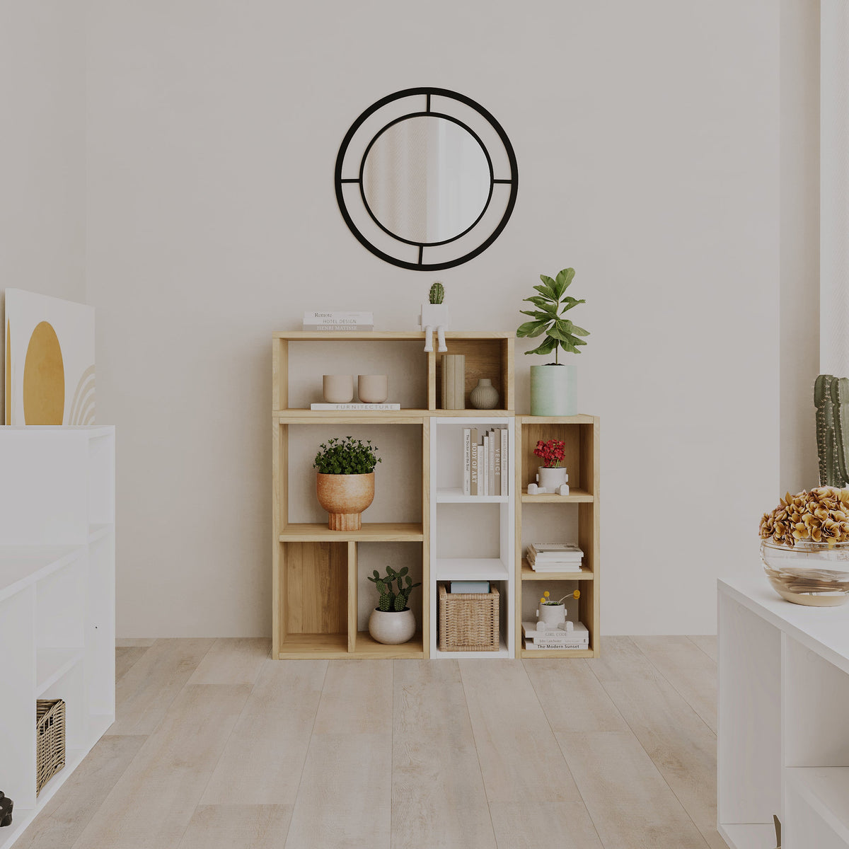 Bibliothèque basse Combayn – Meuble de rangement modulaire