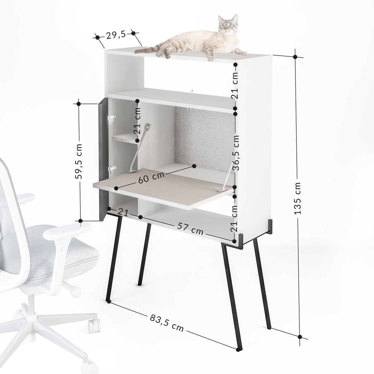 Bureau Tatti moderne multifonctionnel avec rangement