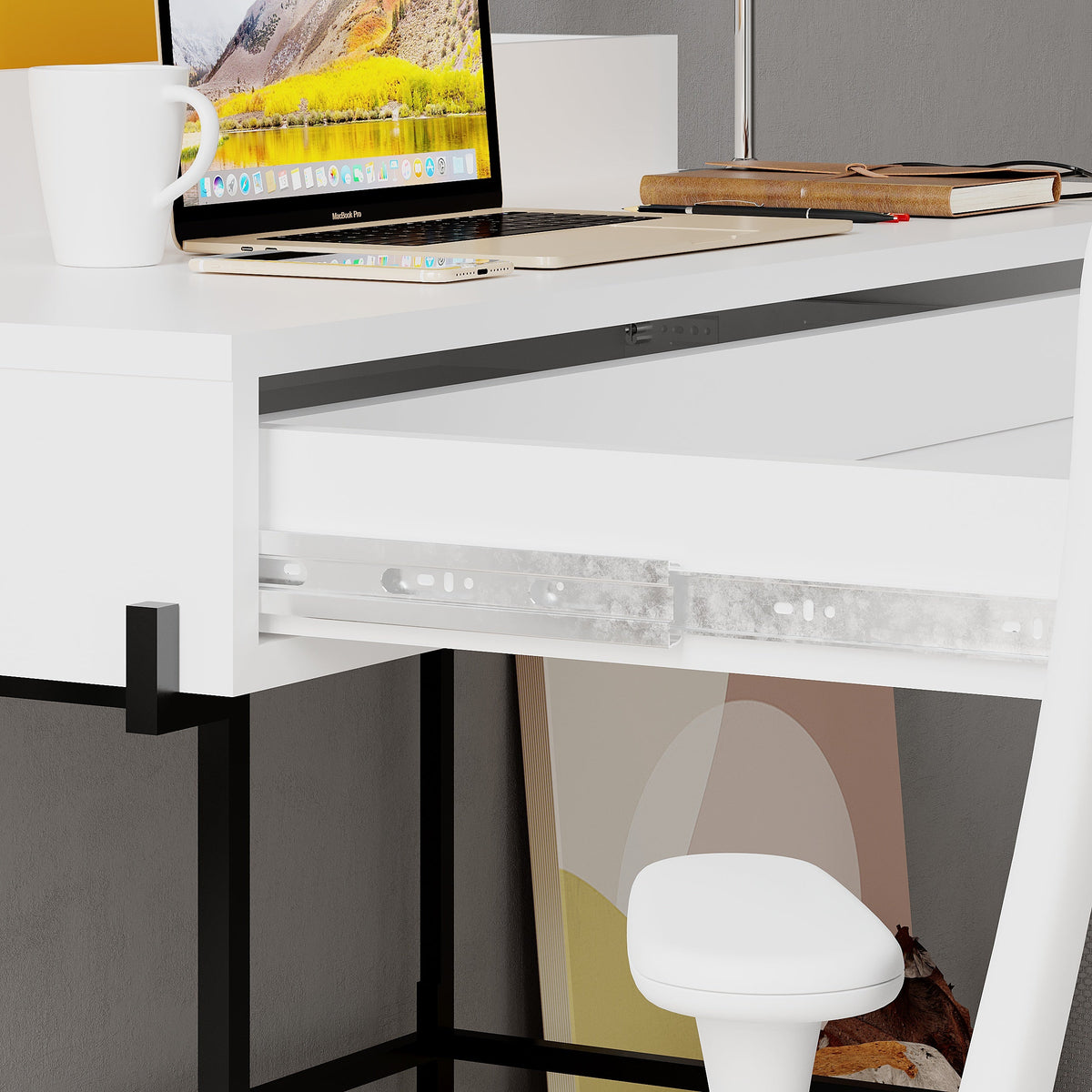 Leila Bureau moderne multifonctionnel de 110 cm de large