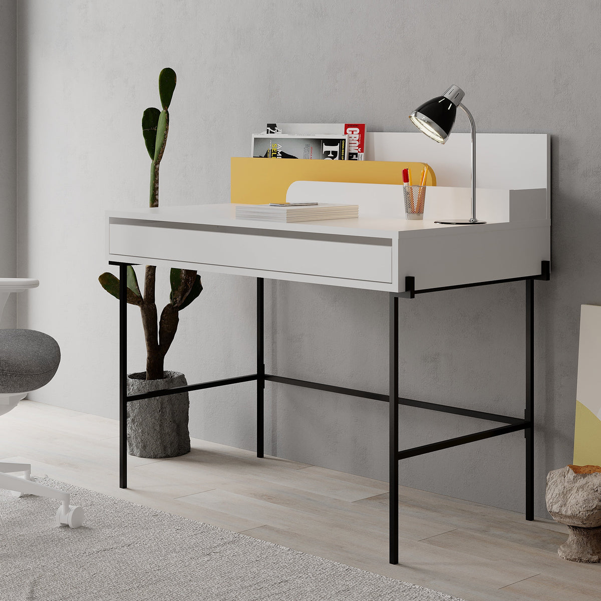 Leila Bureau moderne multifonctionnel de 110 cm de large