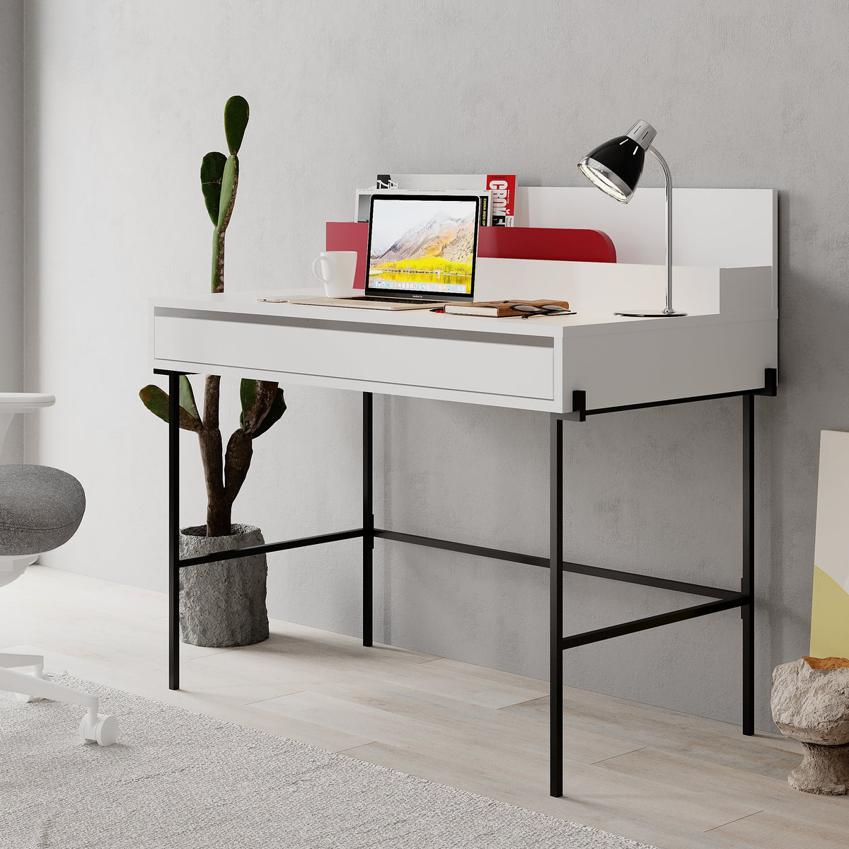 Leila Bureau moderne multifonctionnel de 110 cm de large