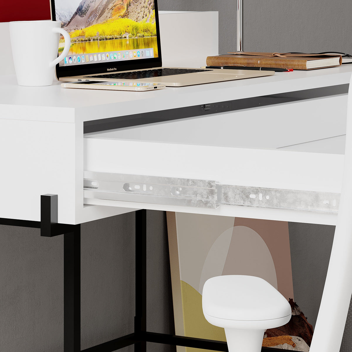 Leila Bureau moderne multifonctionnel de 110 cm de large