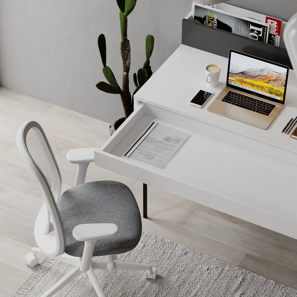 Leila Bureau moderne multifonctionnel de 110 cm de large