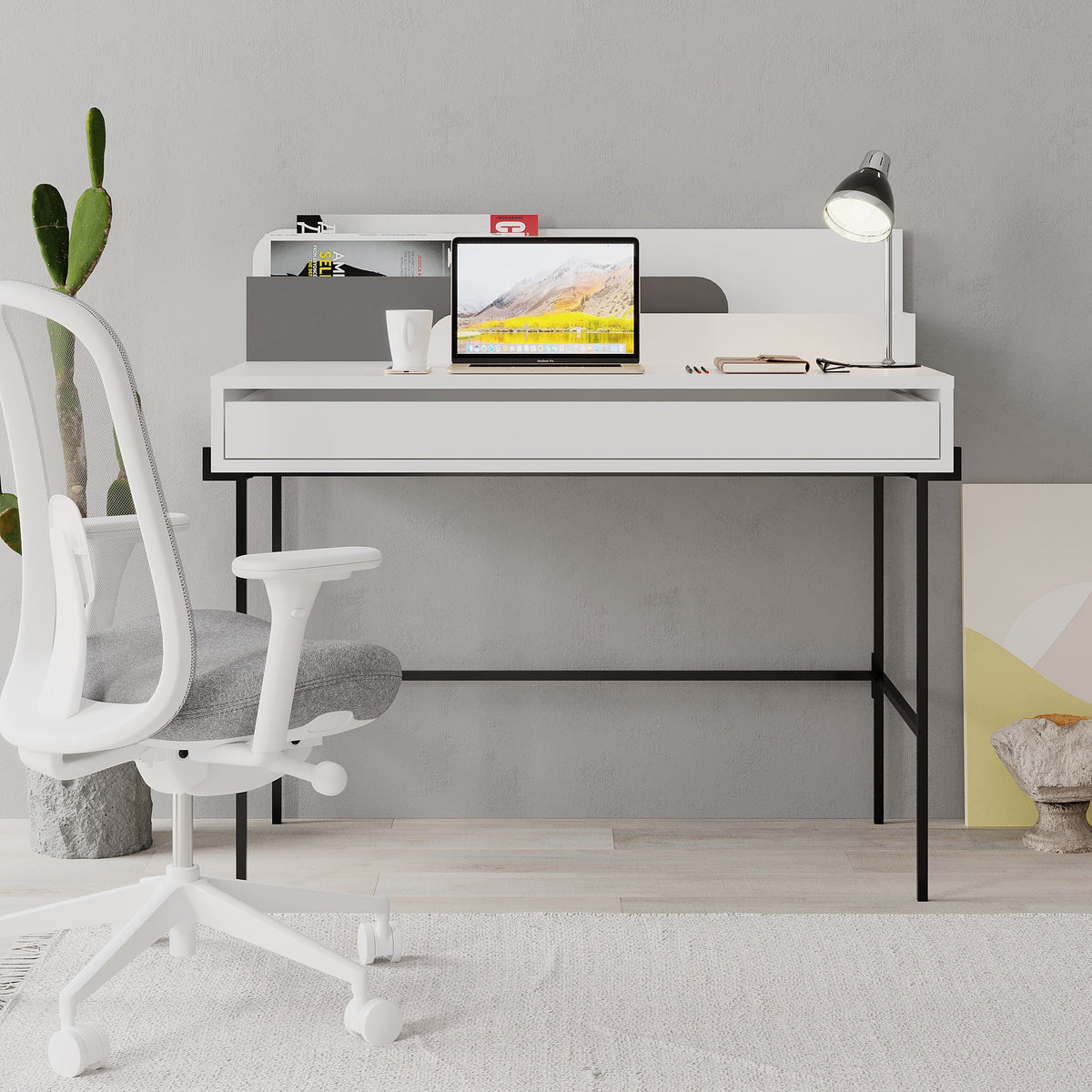 Leila Bureau moderne multifonctionnel de 110 cm de large