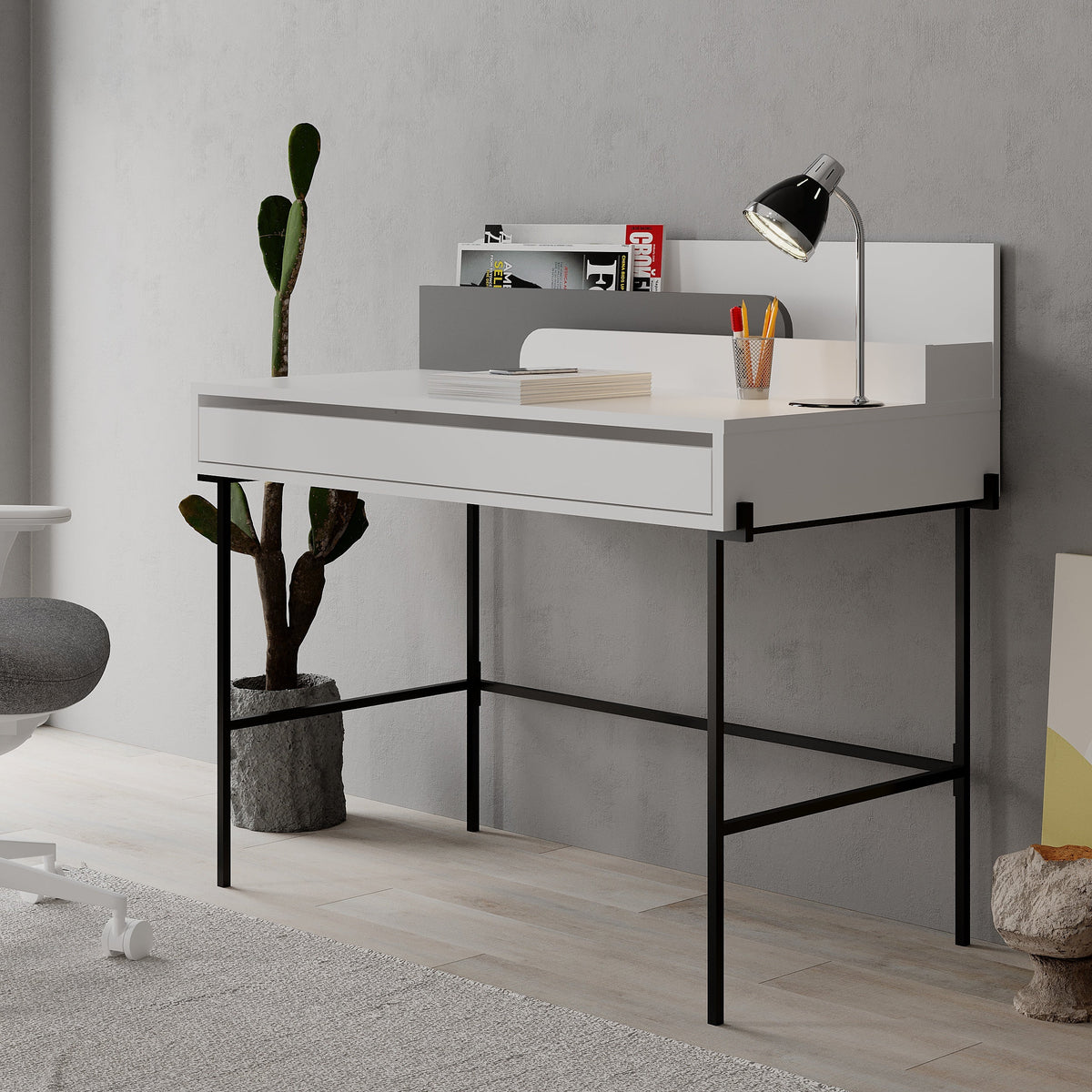 Leila Bureau moderne multifonctionnel de 110 cm de large