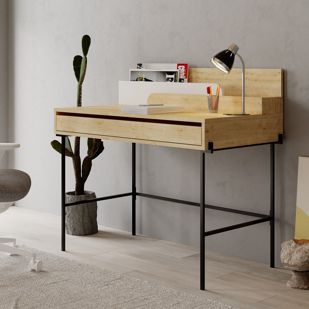 Leila Bureau moderne multifonctionnel de 110 cm de large