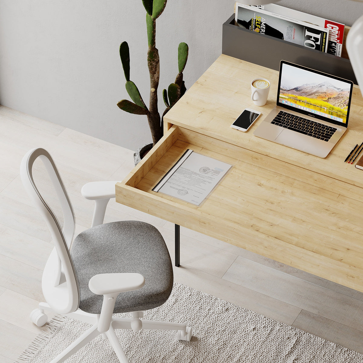 Leila Bureau moderne multifonctionnel de 110 cm de large
