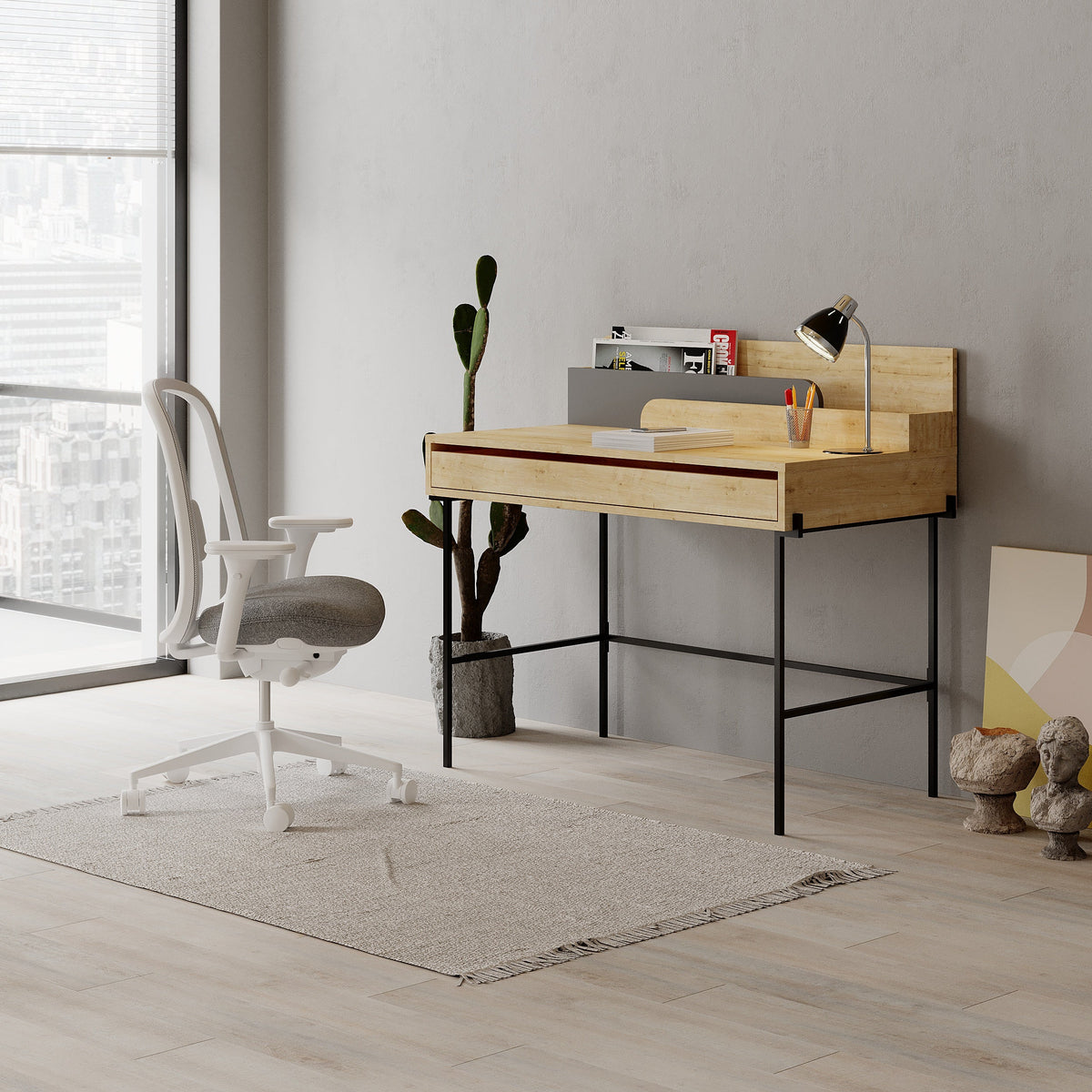 Leila Bureau moderne multifonctionnel de 110 cm de large
