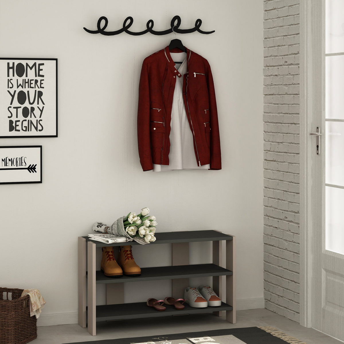 Meuble à Chaussures Moderne Tono avec Cintre