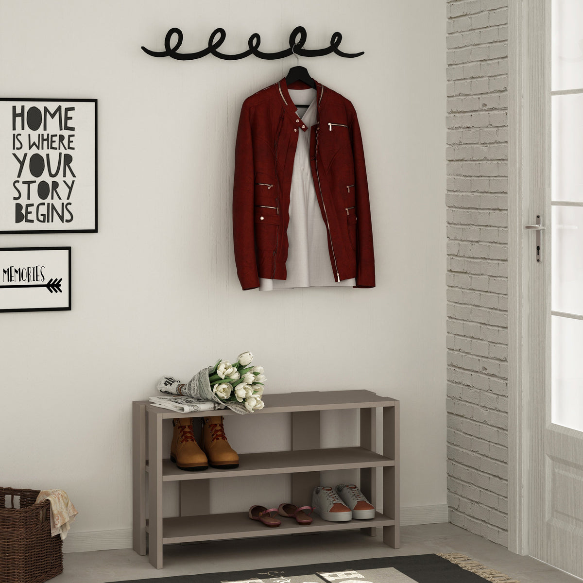Meuble à Chaussures Moderne Tono avec Cintre