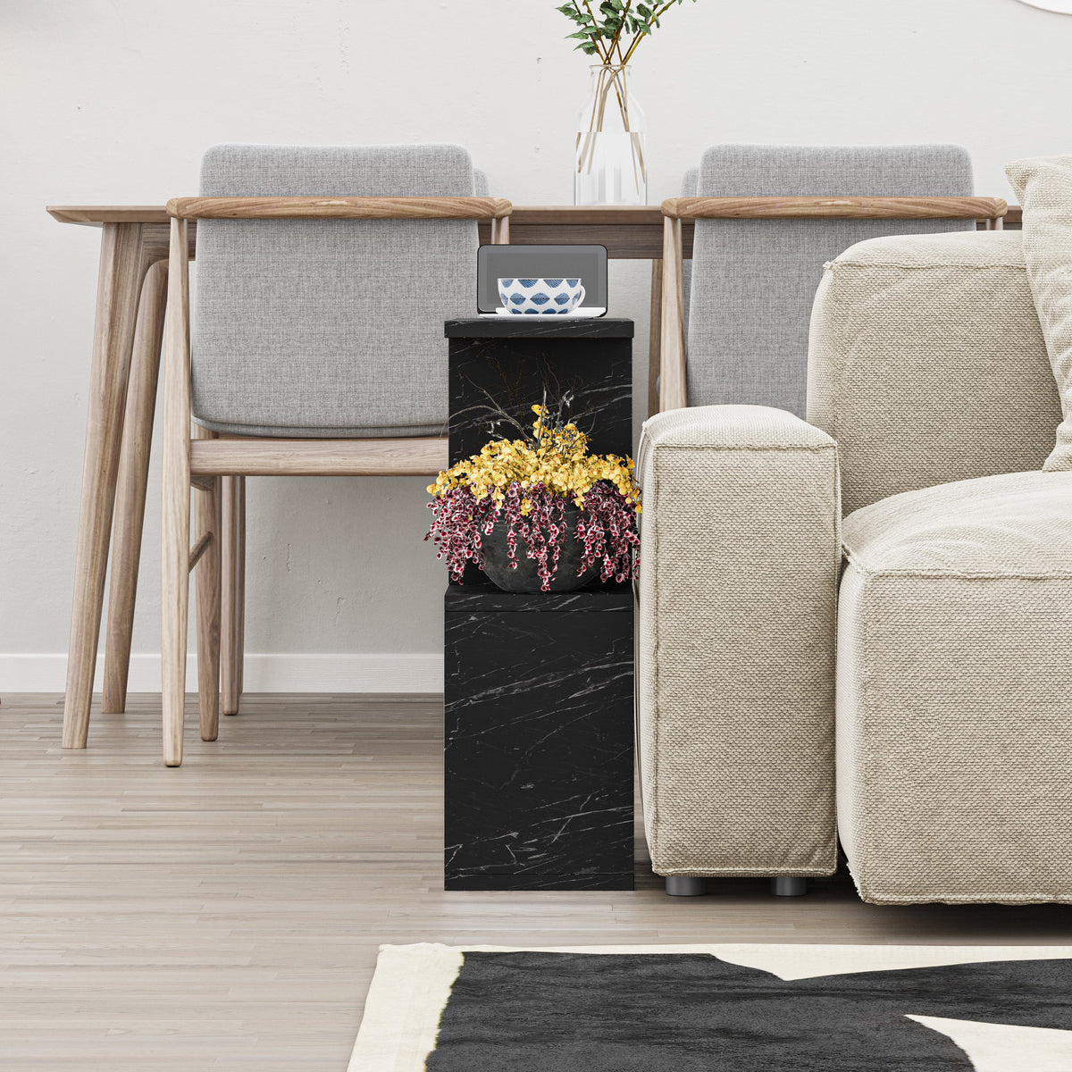 Table d'appoint moderne Homemania avec 4 étagères ouvertes