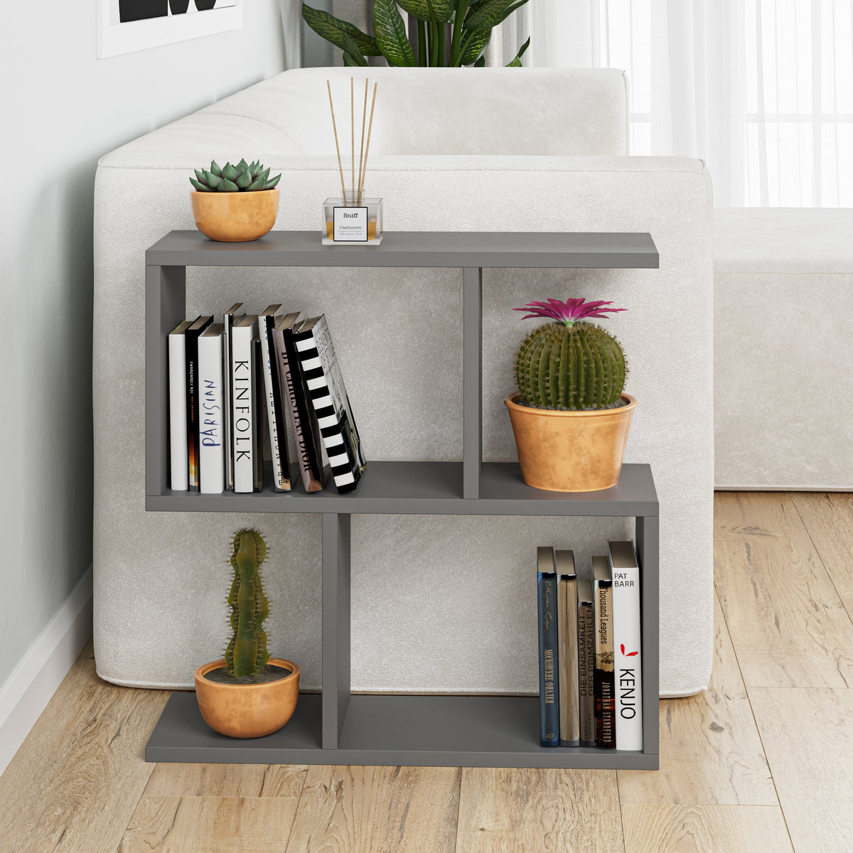 Table d'appoint moderne Homemania avec 4 étagères ouvertes