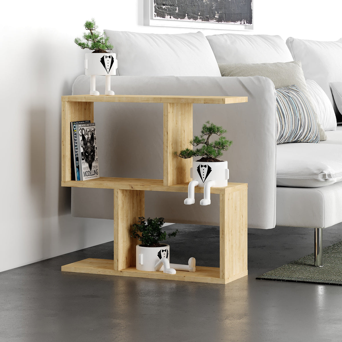 Table d'appoint moderne Homemania avec 4 étagères ouvertes