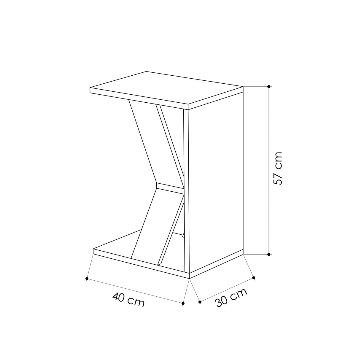 Table Naze moderne en forme de C, multi-usage H 57 cm
