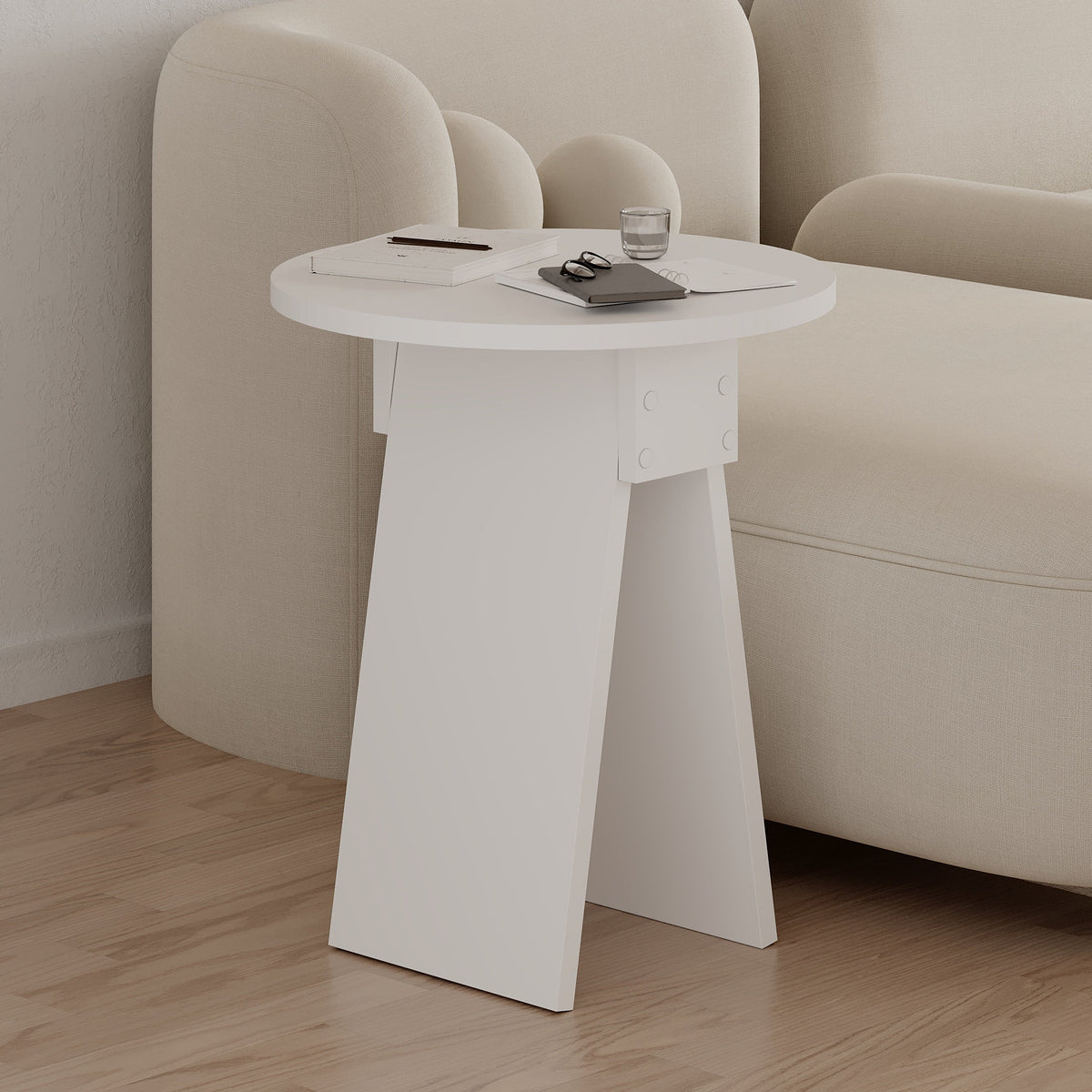 Table d'appoint Chen – Table d'appoint ronde moderne pour salon, chambre ou entrée