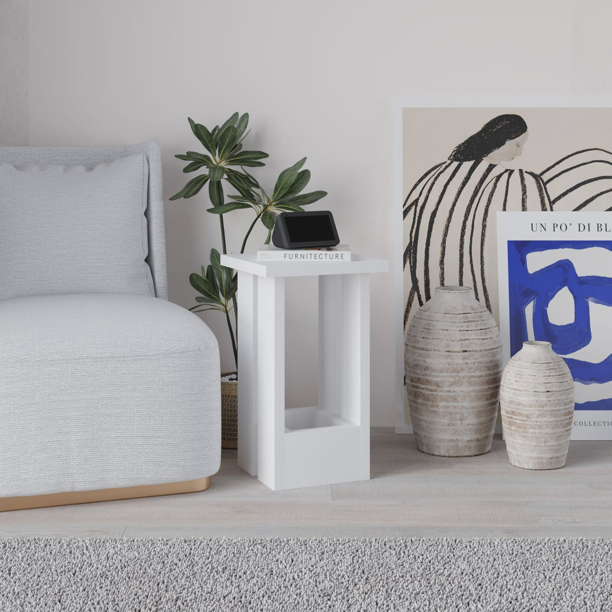 Table d'appoint Tasos – Table d'appoint compacte et moderne pour chevet et canapé