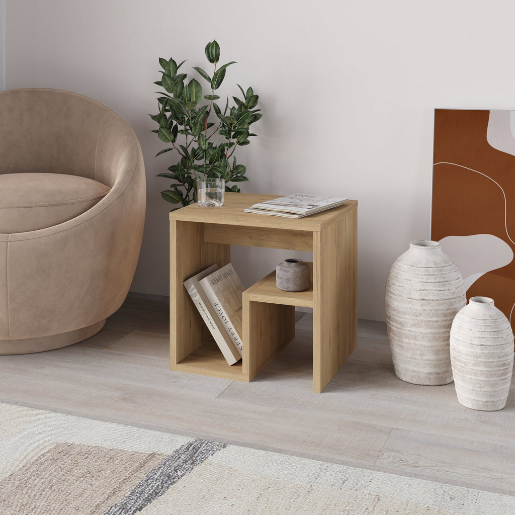 Table d'appoint Bon avec porte-revues – Table d'appoint compacte et moderne pour petits espaces