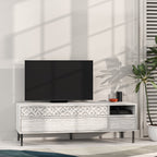 Meuble TV moderne Heaton, meuble multimédia avec armoire de rangement 144,6 cm
