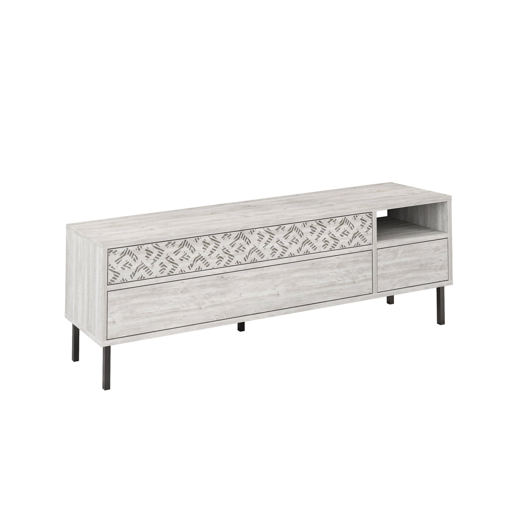 Meuble TV moderne Heaton, meuble multimédia avec armoire de rangement 144,6 cm