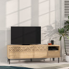 Meuble TV moderne Heaton, meuble multimédia avec armoire de rangement 144,6 cm