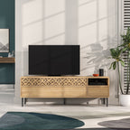 Meuble TV moderne Heaton, meuble multimédia avec armoire de rangement 144,6 cm