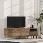 Meuble TV moderne Heaton, meuble multimédia avec armoire de rangement 144,6 cm
