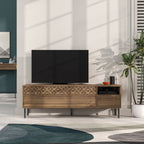 Meuble TV moderne Heaton, meuble multimédia avec armoire de rangement 144,6 cm