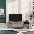 Meuble TV moderne Heaton, meuble multimédia avec armoire de rangement 144,6 cm