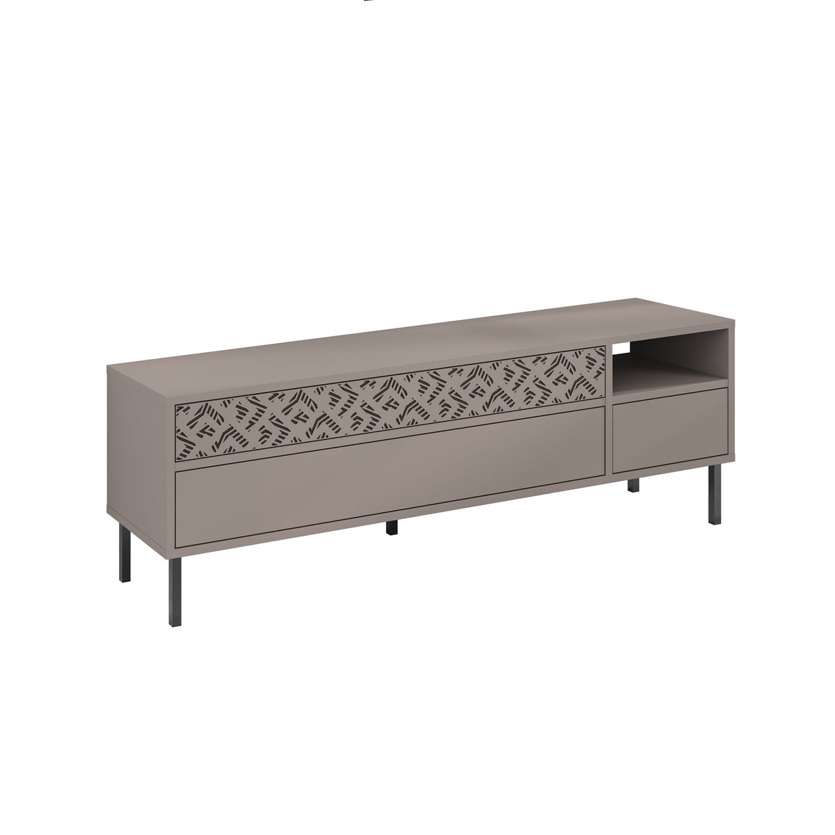 Meuble TV moderne Heaton, meuble multimédia avec armoire de rangement 144,6 cm